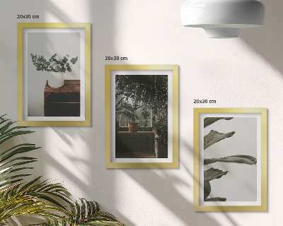Triptyk tavla med ram Krukväxter med rustika blad