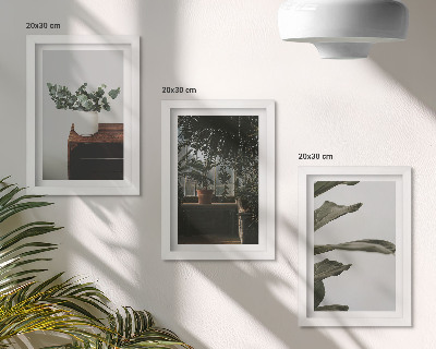 Triptyk tavla med ram Krukväxter med rustika blad