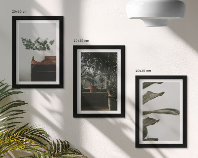 Triptyk tavla med ram Krukväxter med rustika blad