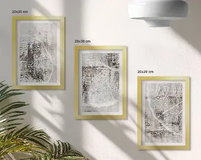 Posterpaket med träådringsmönster i nyanser av grått och vitt