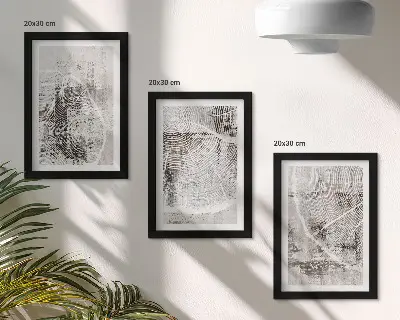Posterpaket med träådringsmönster i nyanser av grått och vitt