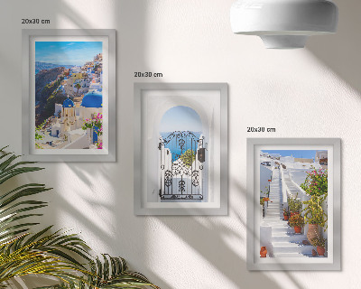 Posterpaket Utsikt över Santorini grekisk arkitektur i Oia