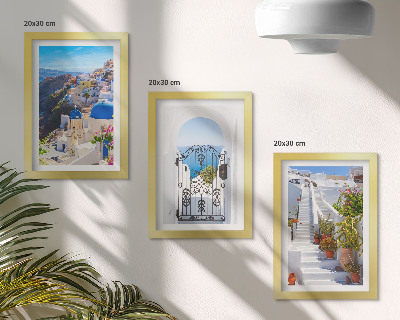Posterpaket Utsikt över Santorini grekisk arkitektur i Oia