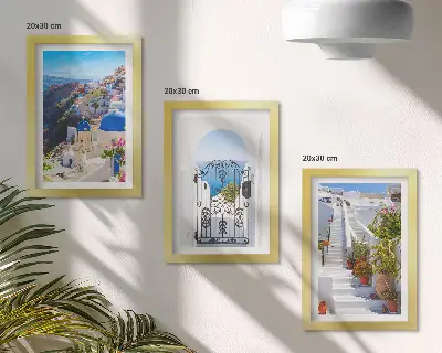 Posterpaket utsikt över Santorini med grekisk arkitektur i Oia