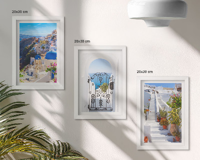 Posterpaket Utsikt över Santorini grekisk arkitektur i Oia