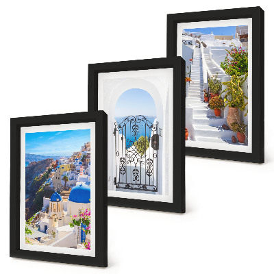 Posterpaket Utsikt över Santorini grekisk arkitektur i Oia