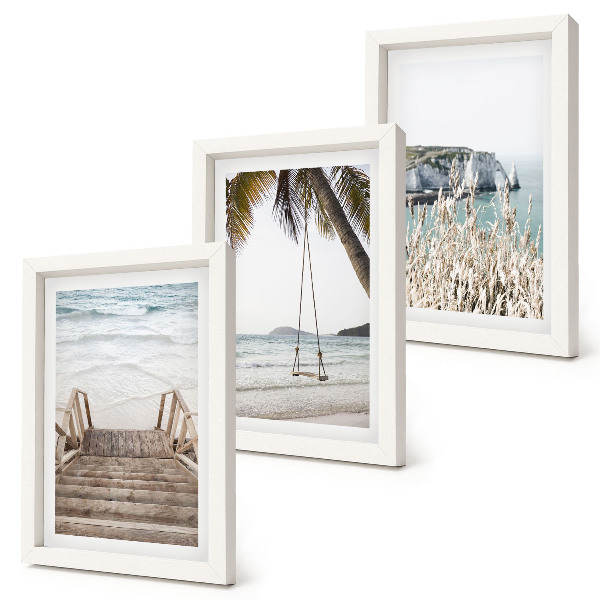 Posterpaket Strand med trätrappor och en gunga vid havet