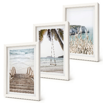 Posterpaket Strand med trätrappor och en gunga vid havet