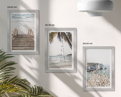 Posterpaket Strand med trätrappor och en gunga vid havet