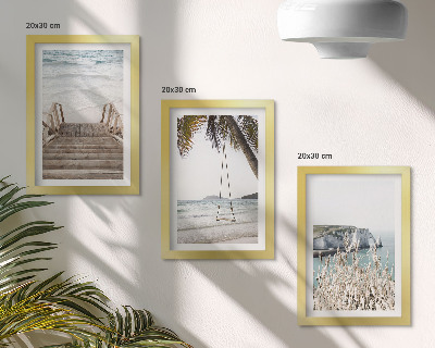 Posterpaket Strand med trätrappor och en gunga vid havet