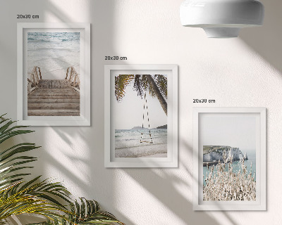 Posterpaket Strand med trätrappor och en gunga vid havet