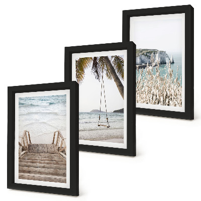 Posterpaket Strand med trätrappor och en gunga vid havet
