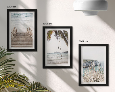 Posterpaket Strand med trätrappor och en gunga vid havet