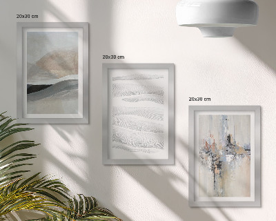 Triptyk tavla med ram Abstrakta mönster i neutrala jordfärger