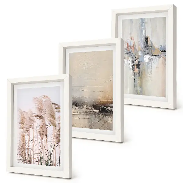 Triptyk med ram naturlig vegetation med abstrakta mönster i dämpade färger