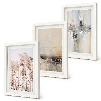 Triptyk med ram naturlig vegetation med abstrakta mönster i dämpade färger