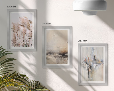 Triptyk tavla med ram Naturlig vegetation, abstrakta mönster i dämpade färger
