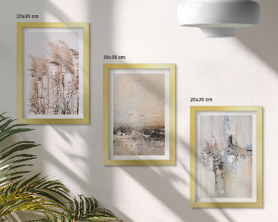 Triptyk tavla med ram Naturlig vegetation, abstrakta mönster i dämpade färger
