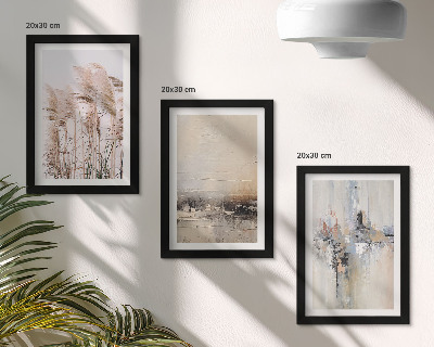 Triptyk tavla med ram Naturlig vegetation, abstrakta mönster i dämpade färger