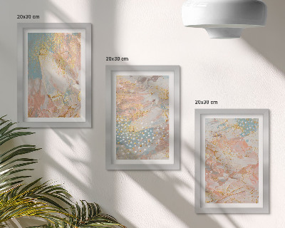 Tavelvägg med 3 tavlor Abstrakta mönster i pastellfärger textur
