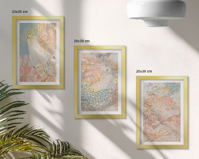Tavelvägg med 3 tavlor Abstrakta mönster i pastellfärger textur