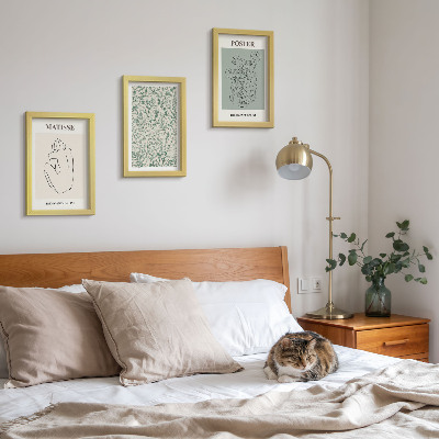 Triptyk tavla med ram Linjer och växtmönster i minimalistisk stil