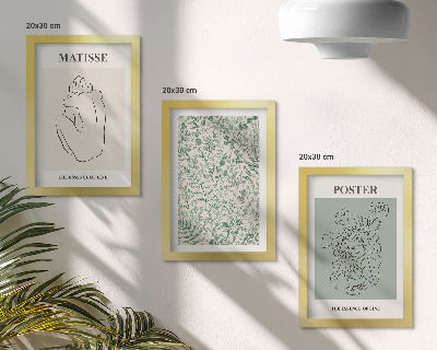 Triptyk tavla med ram Linjer och växtmönster i minimalistisk stil