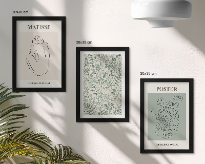 Triptyk tavla med ram Linjer och växtmönster i minimalistisk stil