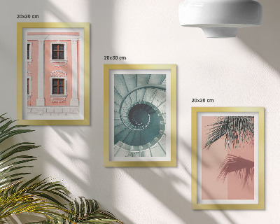 Tavelvägg med 3 tavlor Arkitektur i pastellfärger och spiralmönster