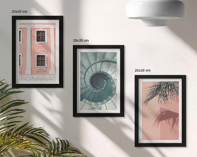 Tavelvägg med 3 tavlor Arkitektur i pastellfärger och spiralmönster