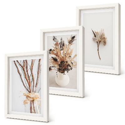 Triptyk tavla med ram Blommor och grenar i minimalistisk naturstil