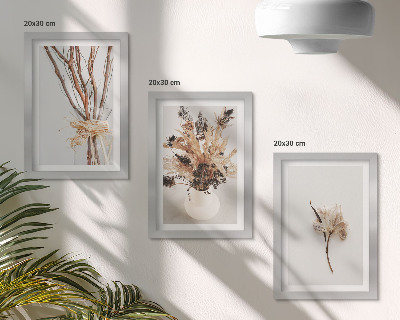 Triptyk tavla med ram Blommor och grenar i minimalistisk naturstil