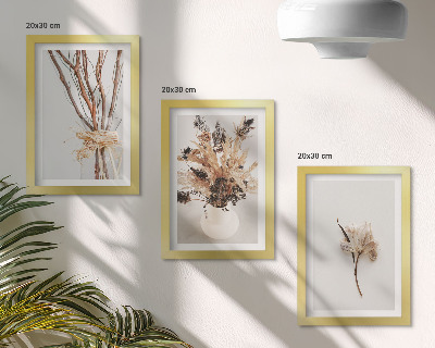 Triptyk tavla med ram Blommor och grenar i minimalistisk naturstil