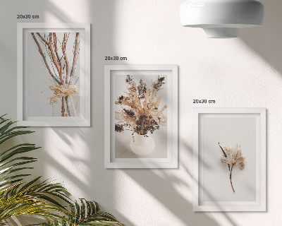 Triptyk tavla med ram Blommor och grenar i minimalistisk naturstil