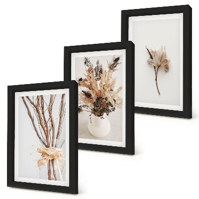Triptyk tavla med ram Blommor och grenar i minimalistisk naturstil