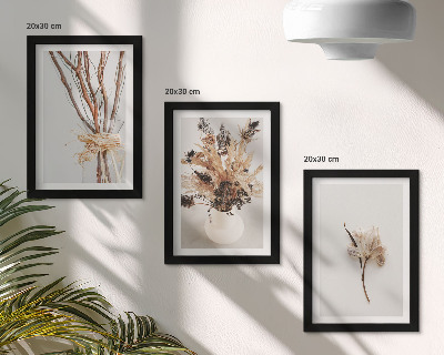 Triptyk tavla med ram Blommor och grenar i minimalistisk naturstil