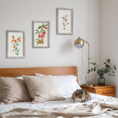 Tavelvägg med 3 tavlor Vintage retro blommålning