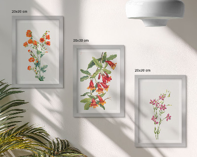 Tavelvägg med 3 tavlor Vintage retro blommålning