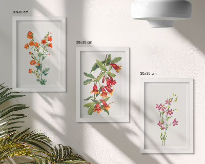 Tavelvägg med 3 tavlor Vintage retro blommålning