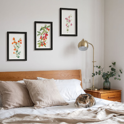 Tavelvägg med 3 tavlor Vintage retro blommålning