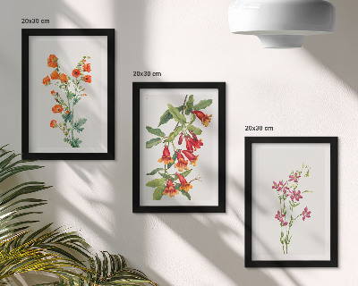 Tavelvägg med 3 tavlor Vintage retro blommålning