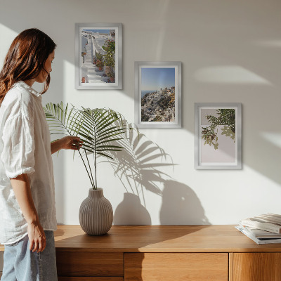Posterpaket Vita trappor på Santorini med utsikt över staden