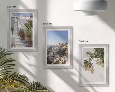Posterpaket Vita trappor på Santorini med utsikt över staden