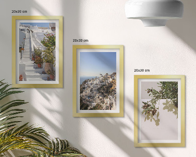 Posterpaket Vita trappor på Santorini med utsikt över staden