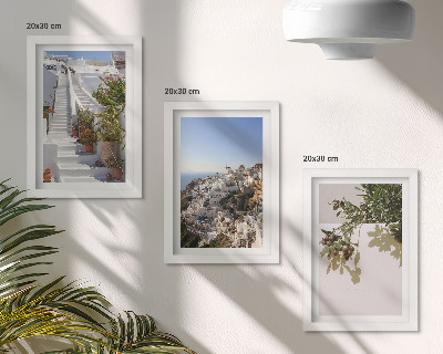 Posterpaket Vita trappor på Santorini med utsikt över staden