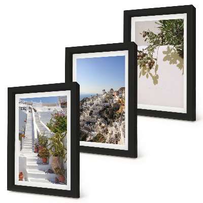 Posterpaket Vita trappor på Santorini med utsikt över staden