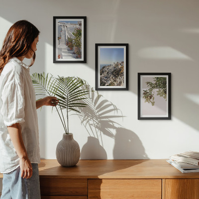 Posterpaket Vita trappor på Santorini med utsikt över staden