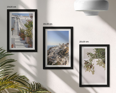 Posterpaket Vita trappor på Santorini med utsikt över staden