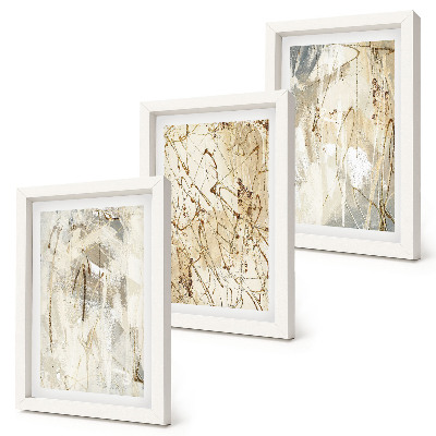 Triptyk tavla med ram Abstrakta mönster i nyanser av beige och grått
