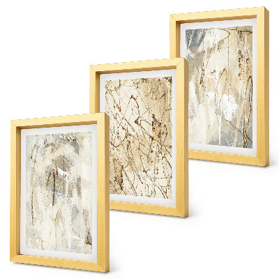 Triptyk tavla med ram Abstrakta mönster i nyanser av beige och grått